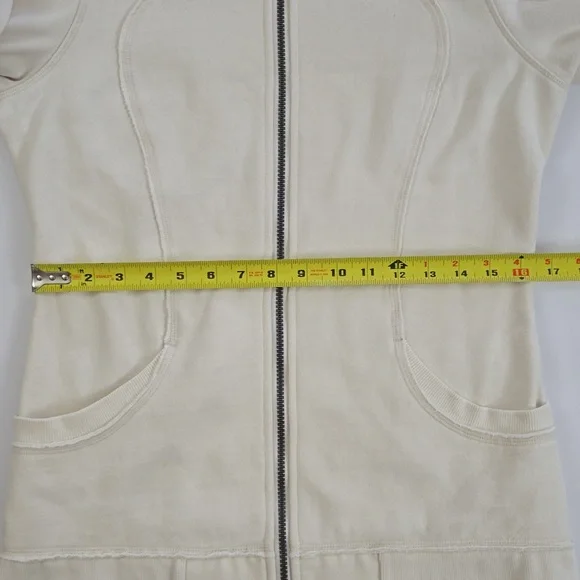 Lululemon Women's Cream Teal Retro Zip-Up Fleece Lined Scuba Jacket Pockets 8 - Picture 14 of 16